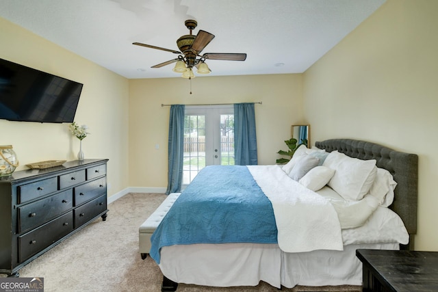 506 Hide Away Lake Loop, Kingsland, GA 31548 - carpeted bedroom featuring access to outside, a ceiling fan, and baseboards