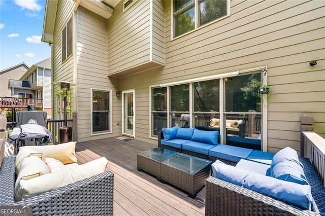5652 Harbormist Dr, Powder Springs, GA 30127 - deck with an outdoor hangout area