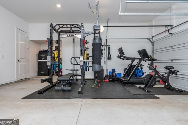 exercise area with a garage