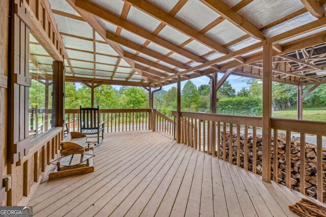 456 Pickelsimer Rd, Blairsville, GA 30512 - wooden terrace featuring view of wooded area