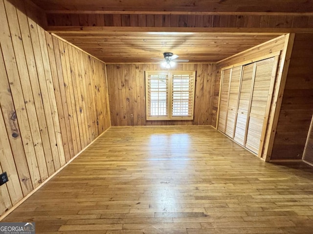 456 Pickelsimer Rd, Blairsville, GA 30512 - unfurnished bedroom with wooden ceiling, hardwood / wood-style flooring, wooden walls, and a closet