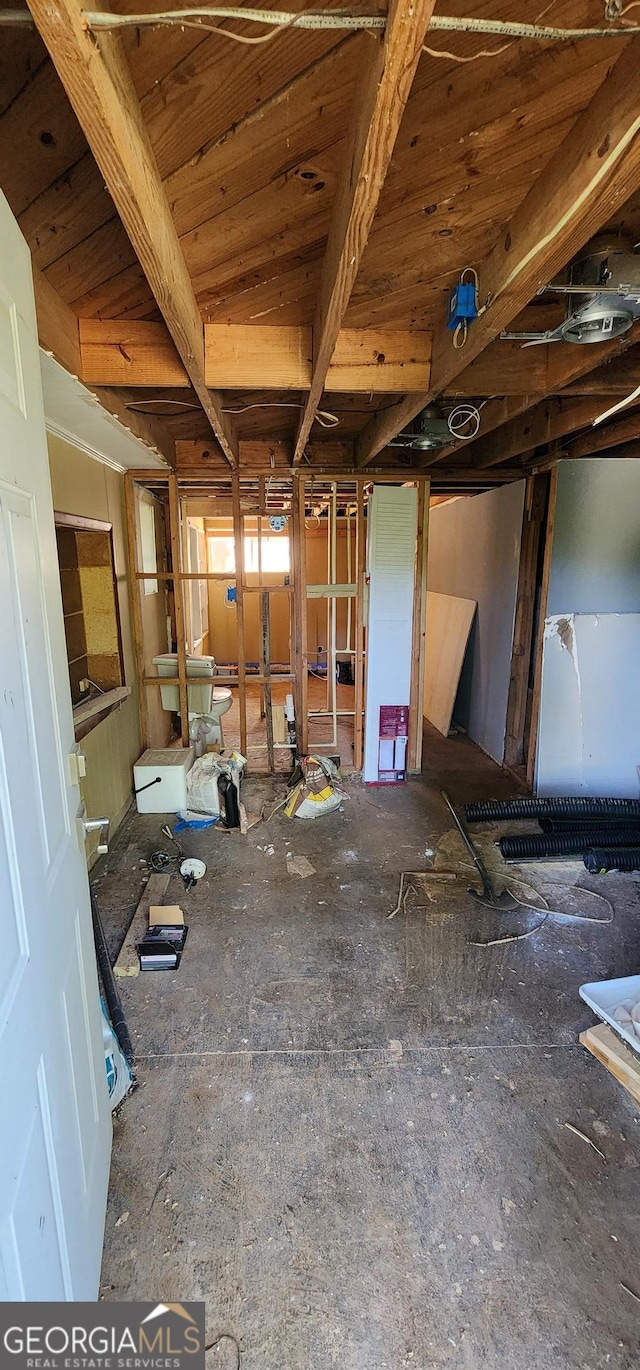 misc room with wood ceiling