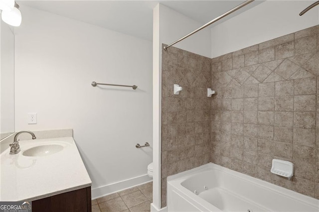 221 Semel Cir NW Unit 273, Atlanta, GA 30309 - full bathroom with tile patterned floors, toilet, vanity, shower / bathtub combination, and baseboards