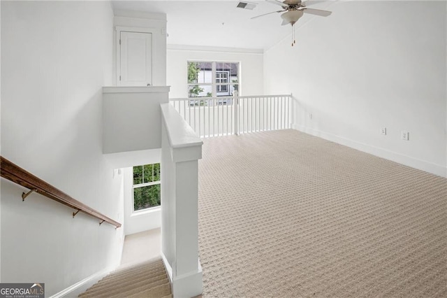 221 Semel Cir NW Unit 273, Atlanta, GA 30309 - stairway featuring a ceiling fan, carpet flooring, and baseboards