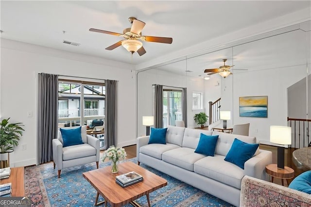 221 Semel Cir NW Unit 273, Atlanta, GA 30309 - living room with ceiling fan, healthy amount of natural light, and wood finished floors