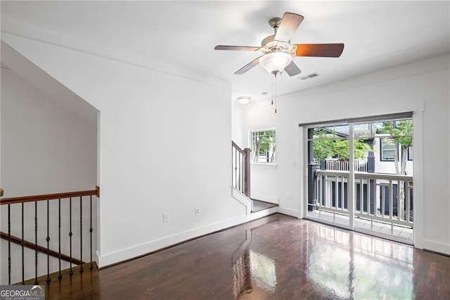 221 Semel Cir NW Unit 273, Atlanta, GA 30309 - unfurnished room with wood finished floors, baseboards, stairs, and ceiling fan