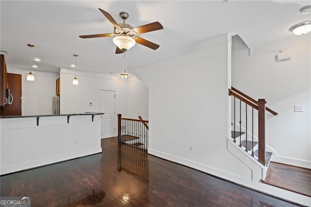 221 Semel Cir NW Unit 273, Atlanta, GA 30309 - unfurnished living room with dark wood finished floors, a ceiling fan, baseboards, and recessed lighting