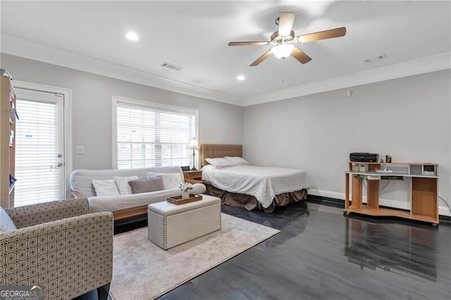 2690 Derby Walk NE Unit 53, Atlanta, GA 30319 - bedroom featuring crown molding, ceiling fan, and recessed lighting