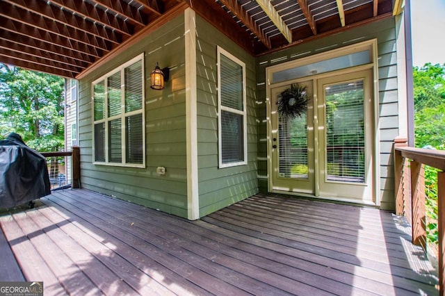 deck with a grill