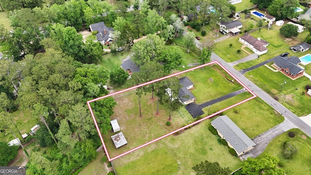 aerial view of property's location with property boundaries highlighted