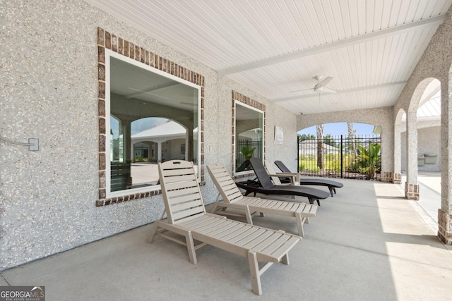 125 The Villas Way, Kingsland, GA 31548 - view of patio / terrace featuring a ceiling fan and fence