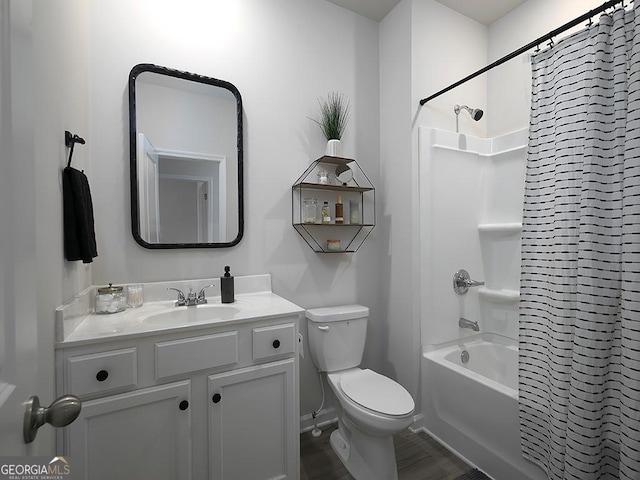 2108 Remy Ct, Kennesaw, GA 30144 - full bath with toilet, shower / tub combo with curtain, vanity, and baseboards