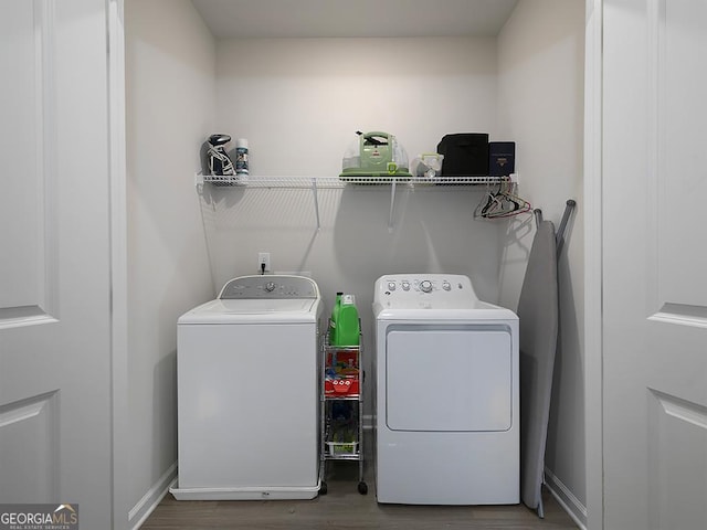 2108 Remy Ct, Kennesaw, GA 30144 - laundry area with washer and clothes dryer and wood finished floors