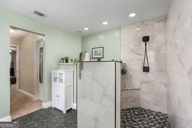 900 Bay Laurel Cir, Warner Robins, GA 31088 - full bath with walk in shower, recessed lighting, tile patterned flooring, and baseboards