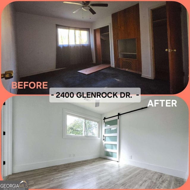 2400 Glenrock Dr, Decatur, GA 30032 - spare room with a ceiling fan, healthy amount of natural light, wood finished floors, and baseboards