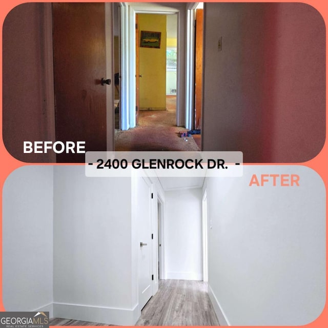 2400 Glenrock Dr, Decatur, GA 30032 - hallway featuring wood finished floors and baseboards
