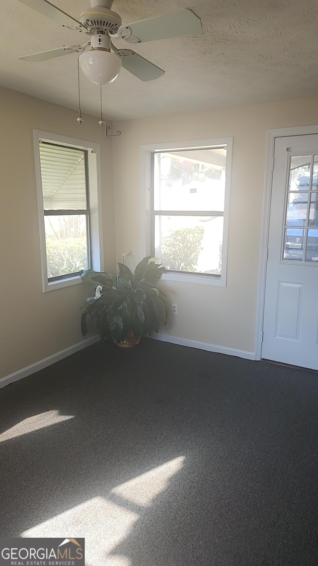 5802 Blueridge Dr, Columbus, GA 31907 - carpeted spare room with healthy amount of natural light, baseboards, a ceiling fan, and a textured ceiling