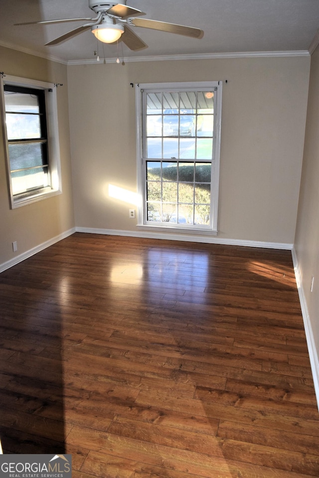 5802 Blueridge Dr, Columbus, GA 31907 - unfurnished room with hardwood / wood-style flooring, crown molding, ceiling fan, and baseboards