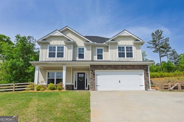 47 Whitley Ct, Dallas, GA 30157 - craftsman house featuring board and batten siding, concrete driveway, a garage, and stone siding