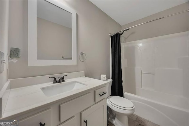 47 Whitley Ct, Dallas, GA 30157 - bathroom featuring toilet, vanity, and shower / bath combo with shower curtain