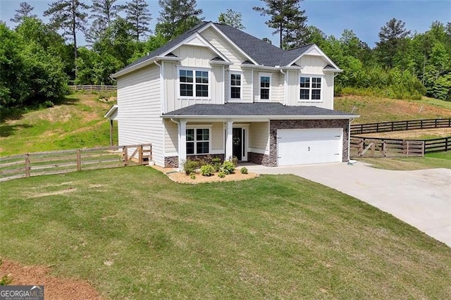 47 Whitley Ct, Dallas, GA 30157 - craftsman-style house with driveway, board and batten siding, a garage, and stone siding