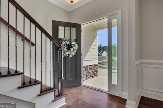 47 Whitley Ct, Dallas, GA 30157 - entrance foyer with stairs and ornamental molding