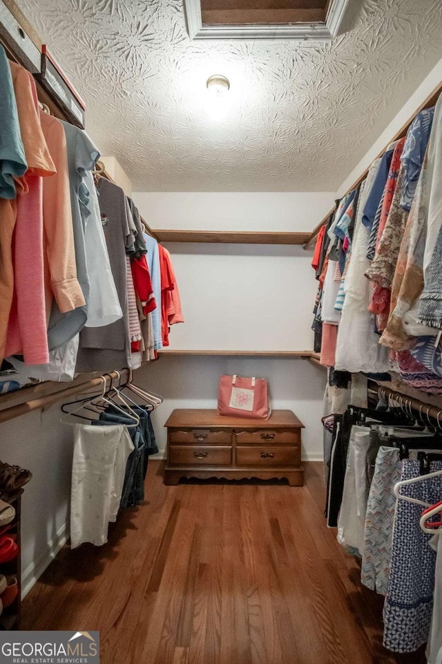 spacious closet featuring wood finished floors
