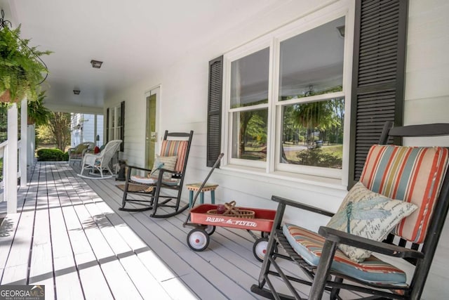 deck featuring a porch