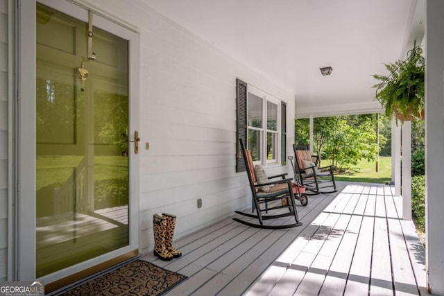 deck with a porch