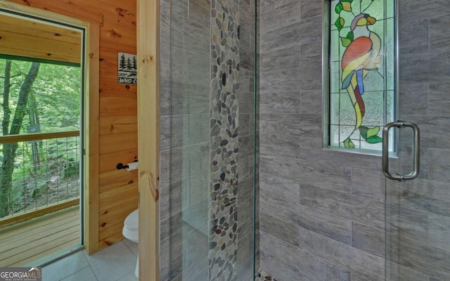 315 Call Wright Rd, Ellijay, GA 30540 - bathroom with a stall shower, tile patterned floors, and toilet