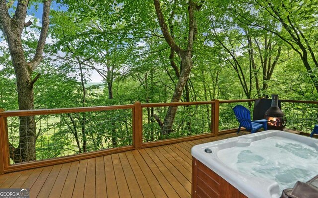 315 Call Wright Rd, Ellijay, GA 30540 - wooden terrace with a hot tub