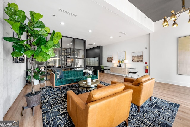 260N 18th St Unit 10326, Atlanta, GA 30363 - living area with wood finished floors and recessed lighting