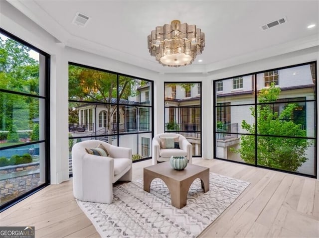 3625 Tuxedo Rd NW, Atlanta, GA 30305 - sunroom / solarium with a chandelier, recessed lighting, and wood finished floors