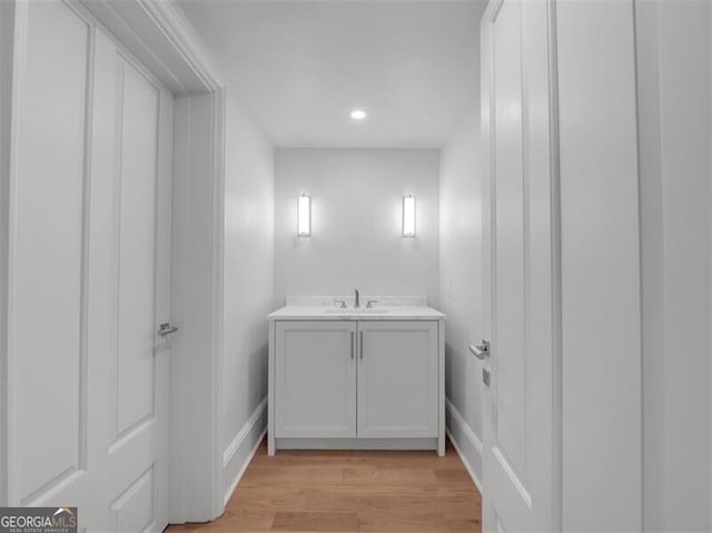3625 Tuxedo Rd NW, Atlanta, GA 30305 - bathroom with wood finished floors, recessed lighting, vanity, and baseboards