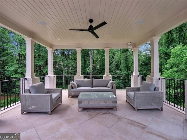 3625 Tuxedo Rd NW, Atlanta, GA 30305 - view of patio / terrace featuring an outdoor hangout area and a ceiling fan
