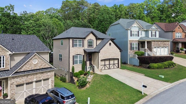 456 Crestmont Ln, Canton, GA 30114 - view of front of house featuring driveway, a garage, a front yard, and brick siding