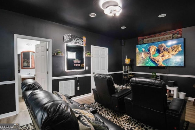 456 Crestmont Ln, Canton, GA 30114 - home theater featuring wood finished floors and recessed lighting