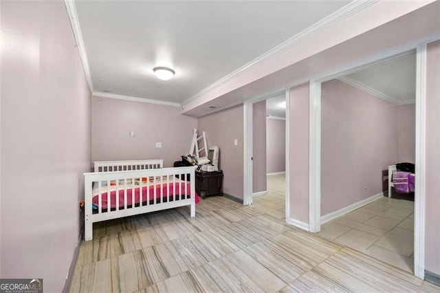 4882 Rock Haven Dr SW, Lilburn, GA 30047 - bedroom featuring crown molding and baseboards