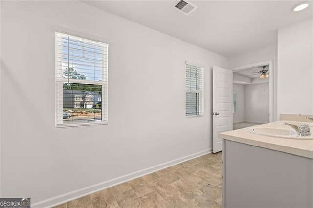 45 Vermillion Way, Covington, GA 30016 - bathroom featuring vanity and ceiling fan