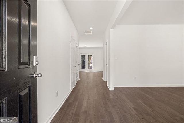 45 Vermillion Way, Covington, GA 30016 - hallway featuring dark wood-style floors and recessed lighting
