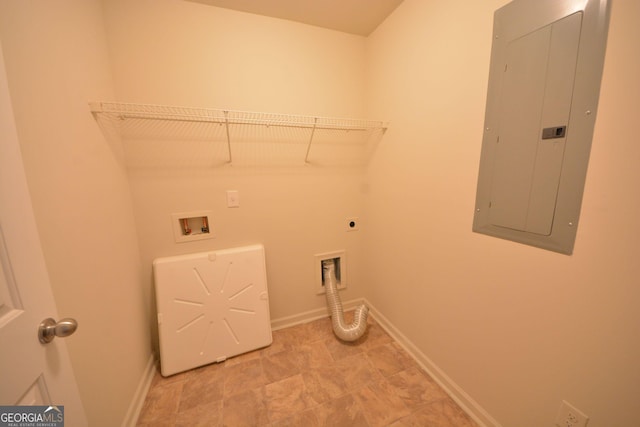 1560 Iris Walk, Jonesboro, GA 30238 - laundry area with hookup for an electric dryer, electric panel, hookup for a washing machine, and baseboards