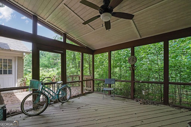 1315 Arden Dr SW, Marietta, GA 30008 - unfurnished sunroom with a ceiling fan and lofted ceiling