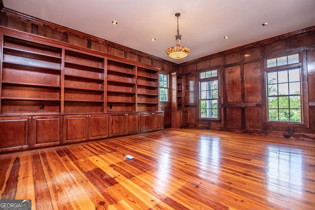 miscellaneous room featuring light wood-style floors and recessed lighting