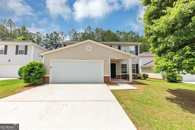 1023 Saint Augustine Pkwy, Locust Grove, GA 30248 - traditional-style home featuring brick siding, driveway, a front yard, and an attached garage