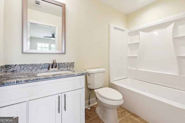 7902 W Shore Cir, Riverdale, GA 30296 - full bath featuring toilet, vanity, baseboards, shower / bath combination, and tile patterned flooring