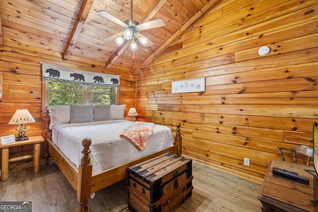 1600 My Mountain Rd, Morganton, GA 30560 - bedroom with wood ceiling, wood finished floors, and wood walls