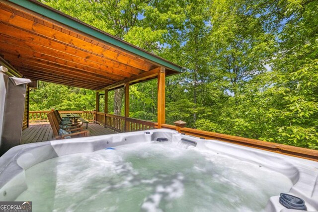 1600 My Mountain Rd, Morganton, GA 30560 - deck featuring a hot tub
