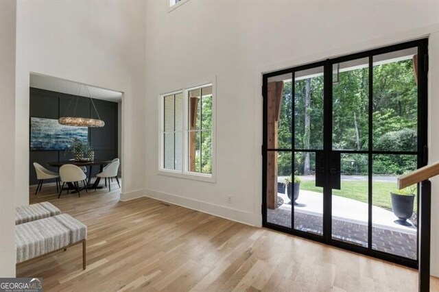 2000 Birmingham Rd, Milton, GA 30004 - doorway to outside with wood finished floors, a high ceiling, and french doors