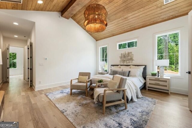 2000 Birmingham Rd, Milton, GA 30004 - bedroom featuring recessed lighting, wooden ceiling, and light wood-style floors