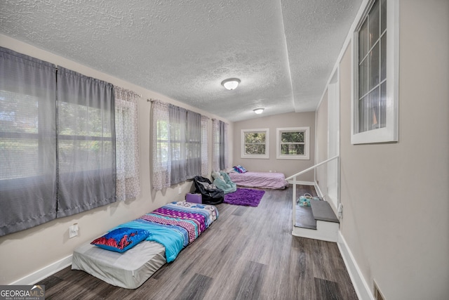 83 Summit Ridge Cir SE, Cartersville, GA 30120 - bedroom with wood finished floors, baseboards, a textured ceiling, and lofted ceiling